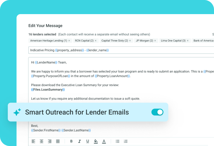 Automated email workflows for lenders